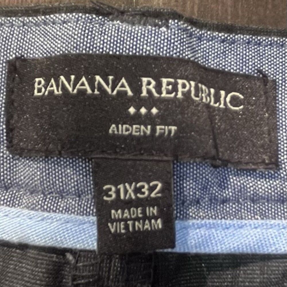Banana Republic Aiden Fit Downtown Plaid Mens 31x32 Charcoal Gray Corp Business - Picture 5 of 10